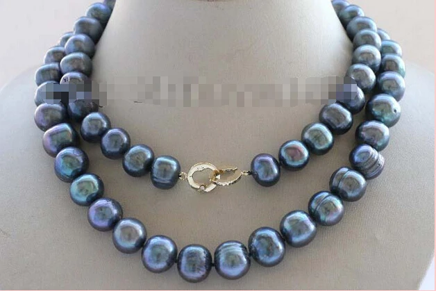 

Free Shipping Longest 32" Genuine Natural 15mm Black Pearl Necklace 14KGP #f2464!