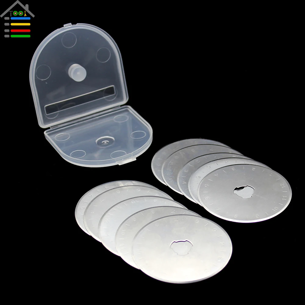 10pc 45mm Rotary Cutter Blades with Case Craft Paper Cut Hand Held