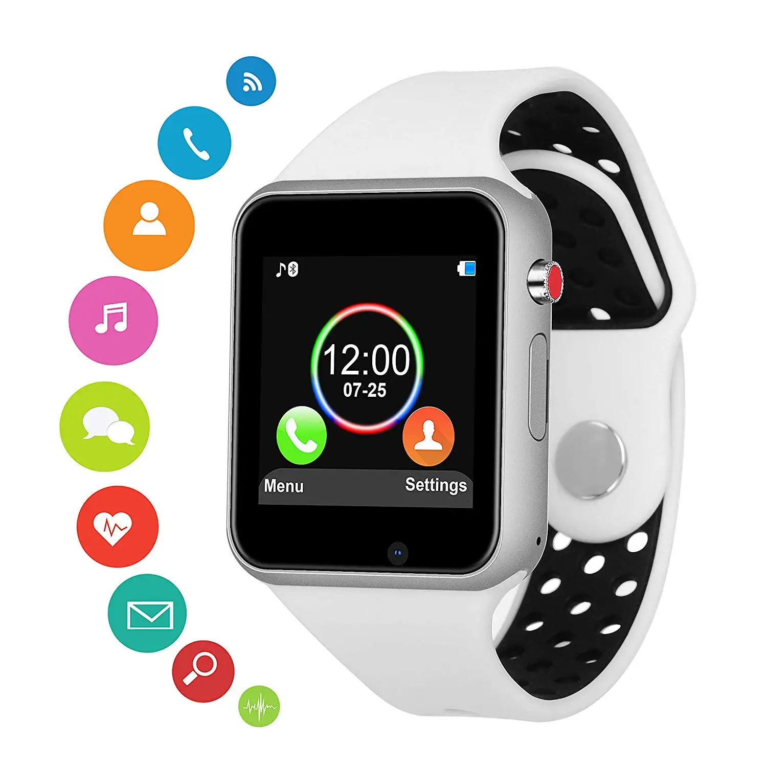 

Smart Bluetooth Watch SIM / TF Card Slot and Touch Screen Camera Bracelet Pedometer Music Play Call MessageReminder Smart Watch