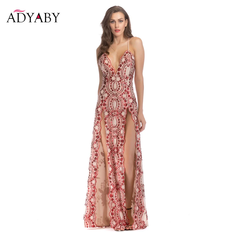 

Black Deep V-Neck Dress Women 2019 Summer New Arrivals Sexy Backless Celebrity Evening Party Split Dresses Sling Long Dress