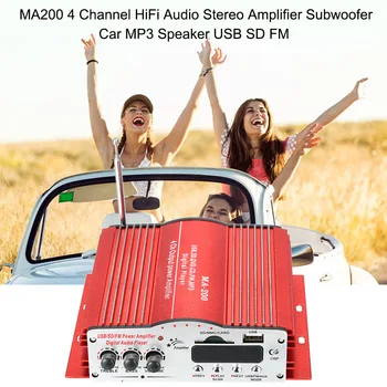 

MA200 4 Channel HiFi Audio Stereo Amplifier Subwoofer Car MP3 Speaker USB SD FM