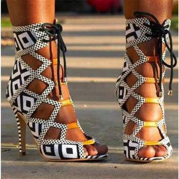 

New Women Mixed Colors Gladiator Strip Sandals Summer Cutouts Sandalias Design Sexy Party Dress Thin High Heels Shoes Women 2018