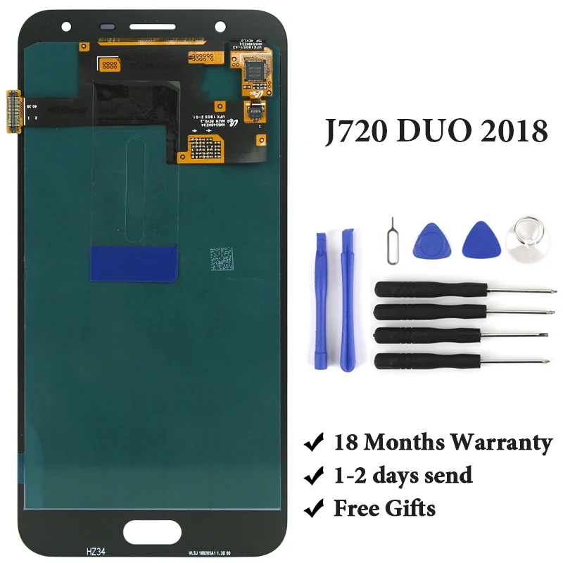 1 шт. 5 &quotдюймовый супер AMOLED для Samsung J720 Duo 2018 720F ЖК-экран дигитайзер сенсорный
