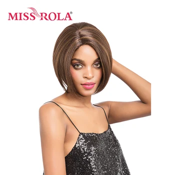 

Miss Rola Short Straight Women's Style Full Head Wig 2-9 Inch Synthetic Wigs 4# Kanekalon Heat Resistant Hair Wigs 96g
