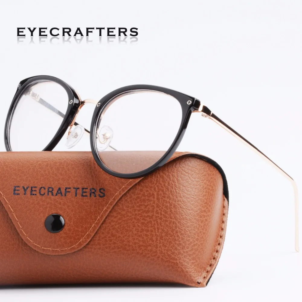 

Retro Round Womens Eyeglass Frames Brand Designer Optical Clear Lens Eyewear Vintage Cat Eye Eyeglasses Frames For Women