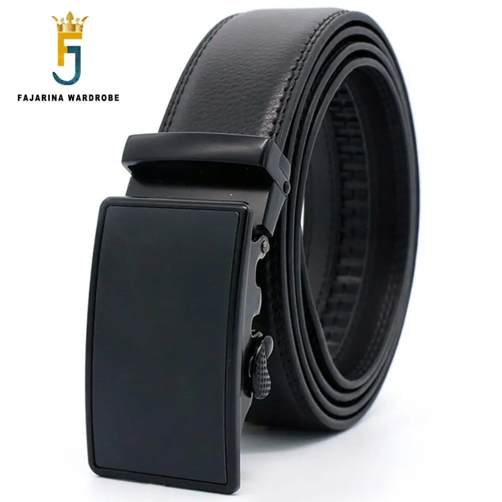 

FAJARINA Quality Cowhide Leather Fashion Black Automatic Buckle Belts Men Casual Styles Genuine Belts Mens 3.5cm Width N17FJ570