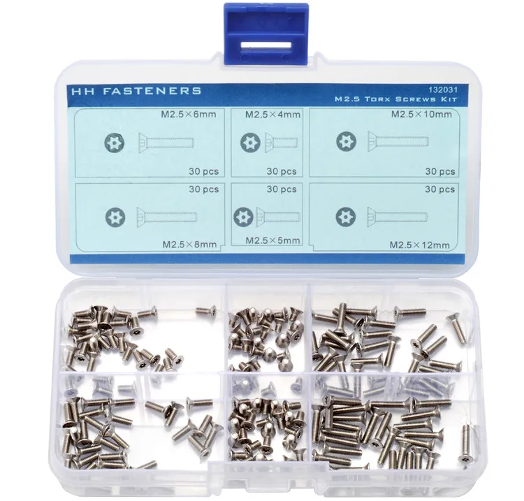 M2.5 Tamper Resistant Security Screws Flat Head Assortment Kit Pin in