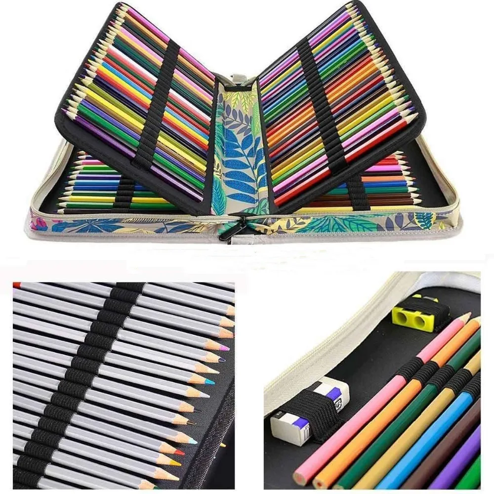 Günstige Kreative Floral 160 Slot Oxford Tuch Schule Bleistifte Fall Große Kapazität Bleistift Tasche Für Farbige Bleistift Gel Stift Fall Kunst liefert