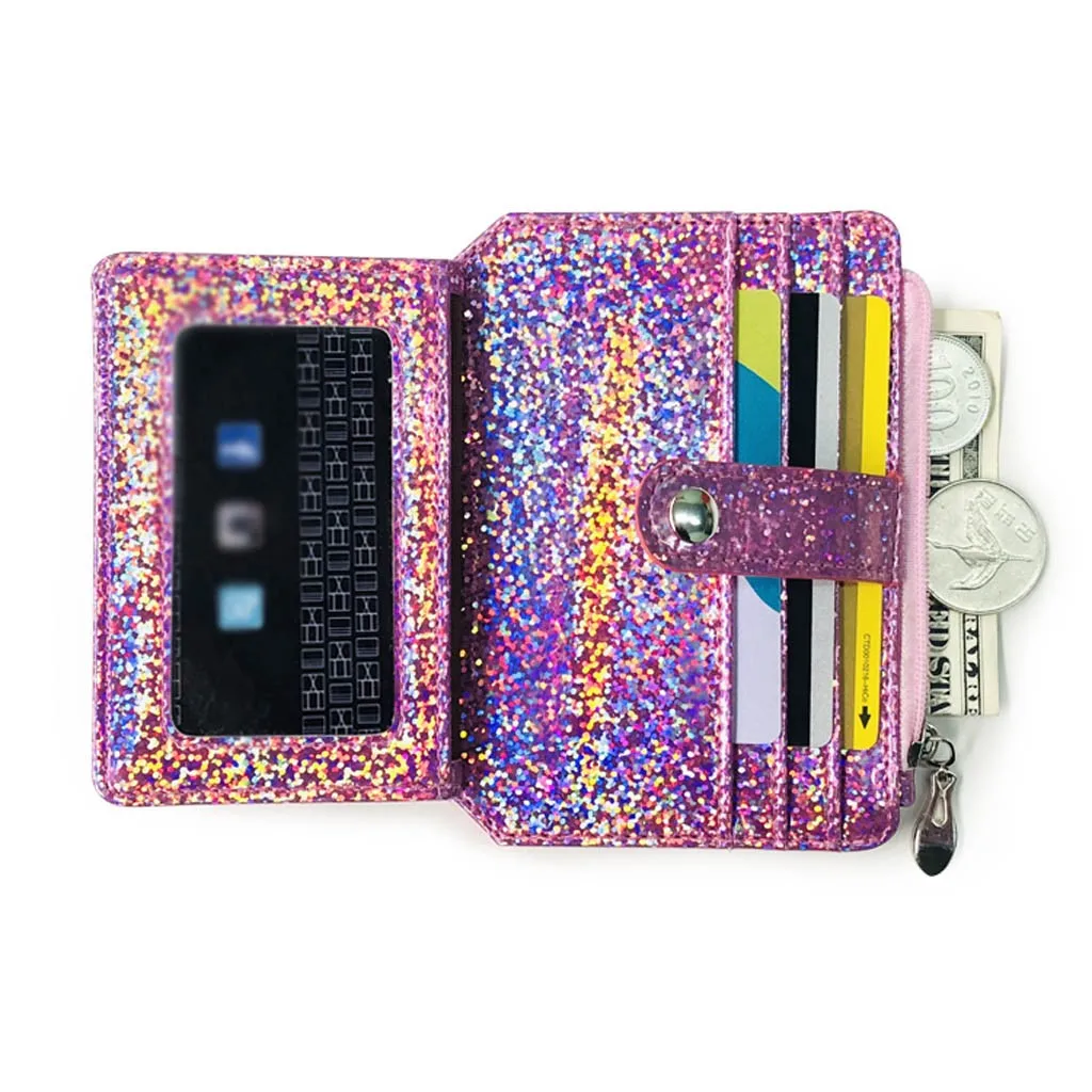 Модный женский лазерный кошелек, держатель для карт, легко носить с собой, многофункциональный кошелек на молнии, бизнес-карта, посылка