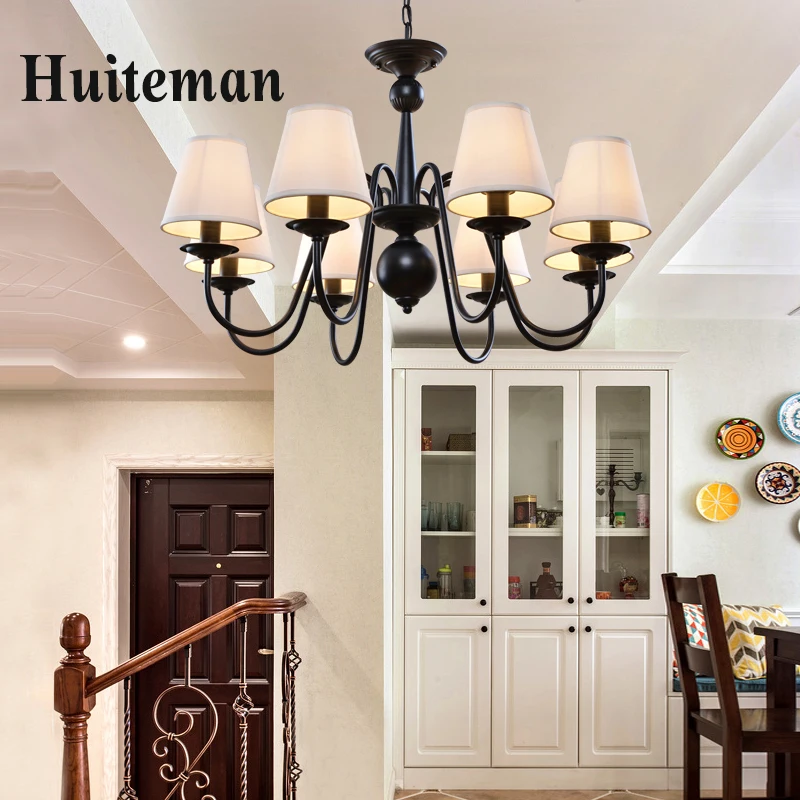 

Nordic ceiling Chandelier Lights Fixture Candle Black iron Lighting For Study Hotel Room restaurant Vintage pastoral Chandelier