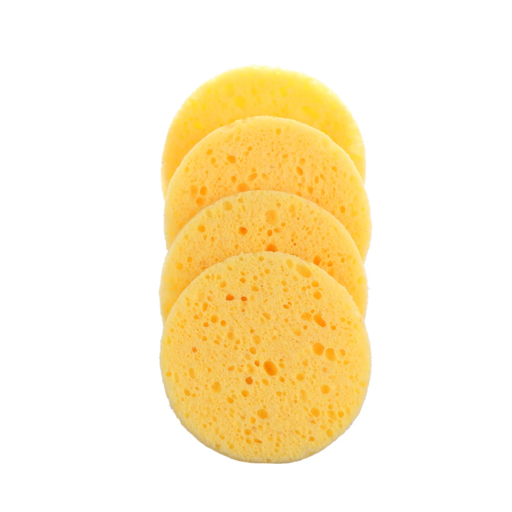 10Pcs Natural Wood Pulp Facial Sponge Exfoliator Sponge Cellulose Round Face Cleaning Tool Compress Puff Cleanup Make Up Tools