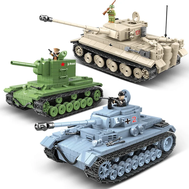 

World War II military series world war Tiger 131 KV-2 Heavy Panzer Panzerkampfwagen IV Tank model For Children Christmas Gifts