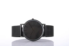 ROYAUME-UNI Conception Noir Complet Quartz_Watch Acier Bracelet Horloges Milanese