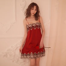 Сексуальная Женская Ночная сорочка с бретелями ночная рубашка из шелка со льдом и цветочным узором, Прозрачная Тонкая ночная рубашка, комплект нижнего белья, мини-платье, нижнее белье для женщин