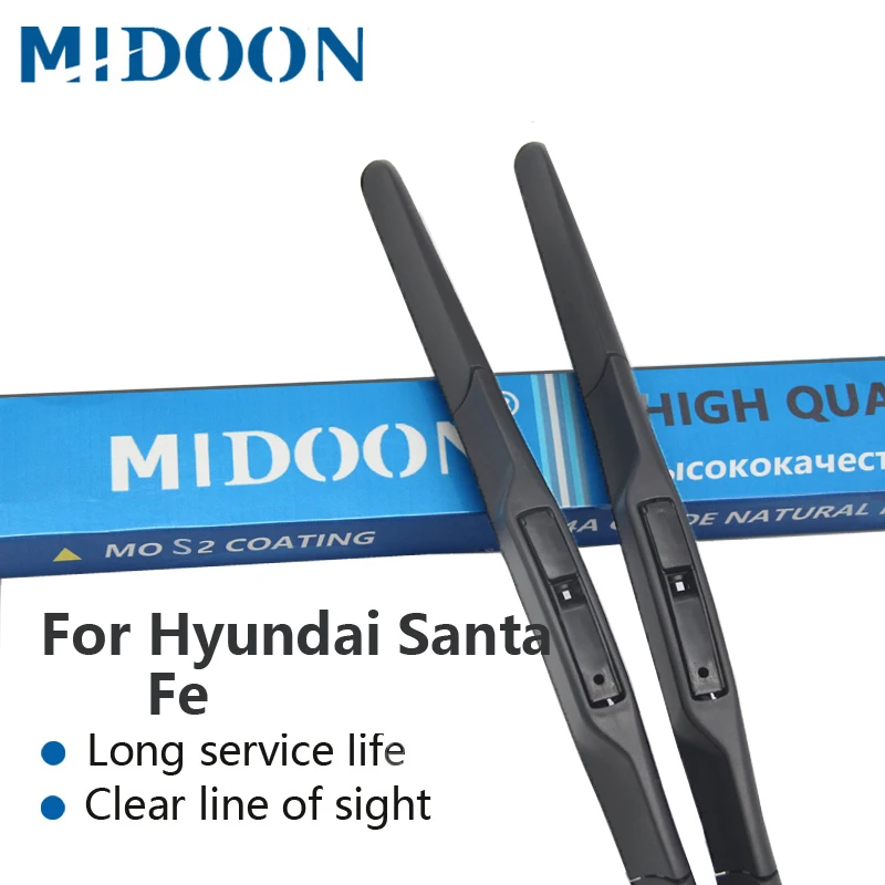 

MIDOON Hybrid Wiper Blades for Hyundai Santa Fe Fit Hook Arms Model Year from 2000 to 2017