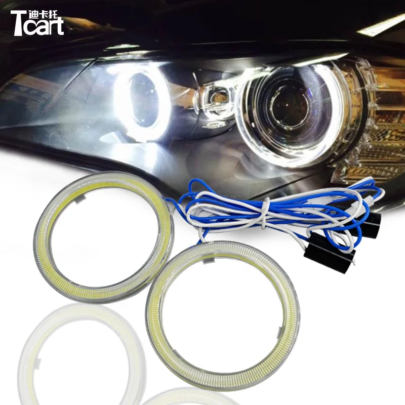 Tcart 70 мм cob Светодиодная лампа типа "Кукуруза" angel eyes ring+ led cob angel eye driver одного цвета белый синий желтый красный зеленый, красный, фиолетовый