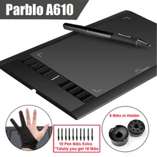 Buy Parblo A610 (+10 Extra Nibs) Digital Graphics Drawing Tablet 2048 Level Pen + Anti-fouling Glove (Gift)