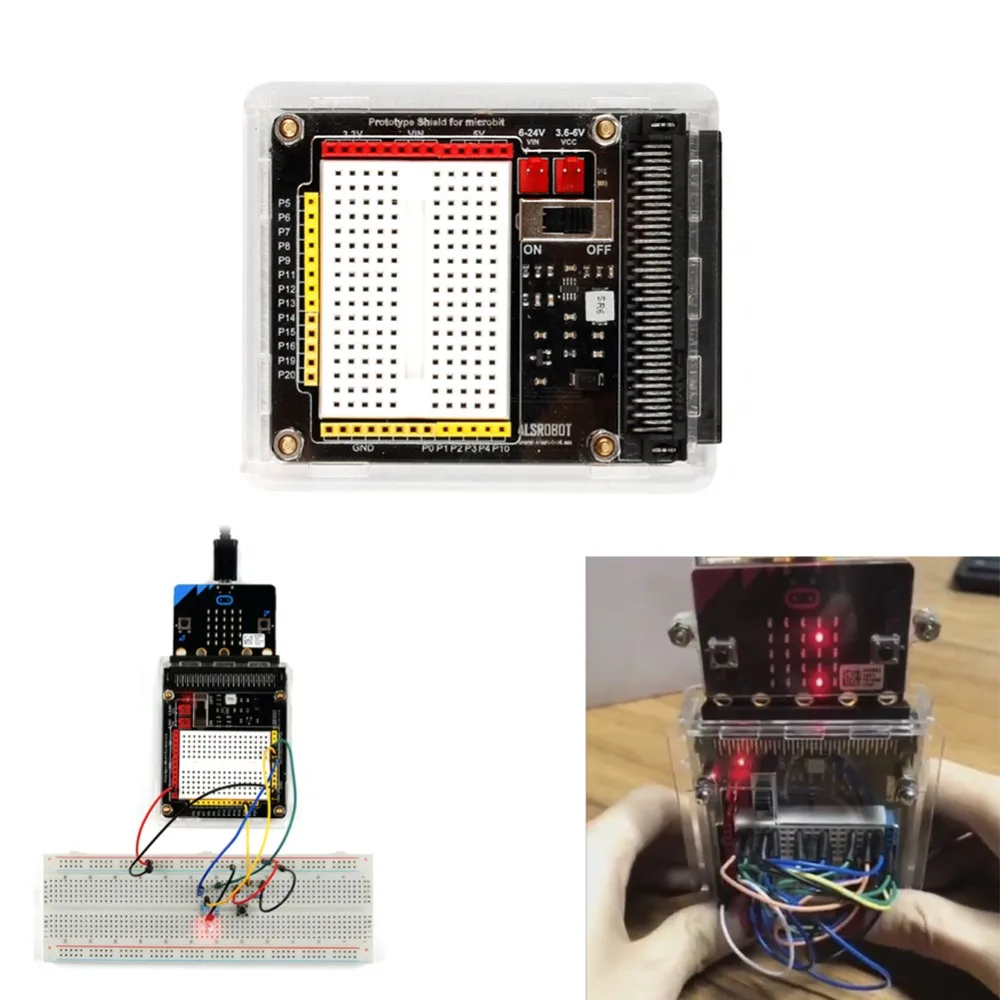 5 шт. плата расширения с макетной платой бортовой и прозрачный защитный чехол для BBC Micro: bit, для питона графического программирования