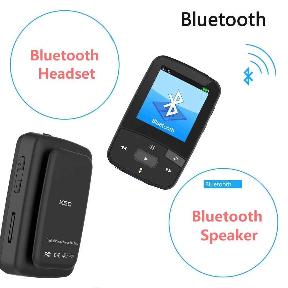 Новейший Bluetooth MP3-плеер с зажимом, 8 ГБ, с экраном, спортивный музыкальный плеер, поддержка fm-радио, запись, шагомер+ Бесплатный подарок, повязка на руку