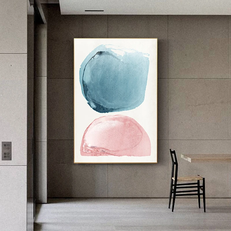 

Abstract Poster and Print Green Wall Art Nordic Pink Blue Painting Tableaux for Living Room Entrance HD Cuadros Salon Decoracion