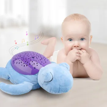 

Creative Turtle LED Night Light Luminous Plush Toys Soothing Calming Baby Toy Music Star Lamp Projector Toys for Baby Sleep