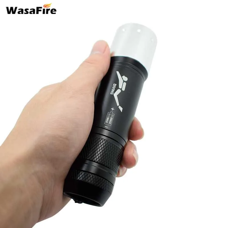 

Wasafire Waterproof XM-L T6 LED Torch Underwater Diving Flashlight Light Portable Lantern Lamp for Hunting Camping Dive Light