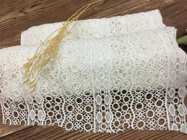 

New Promotion White Cotton Line Embroidered Water-Soluble Flower Openwork Lace Flower Width 25cm