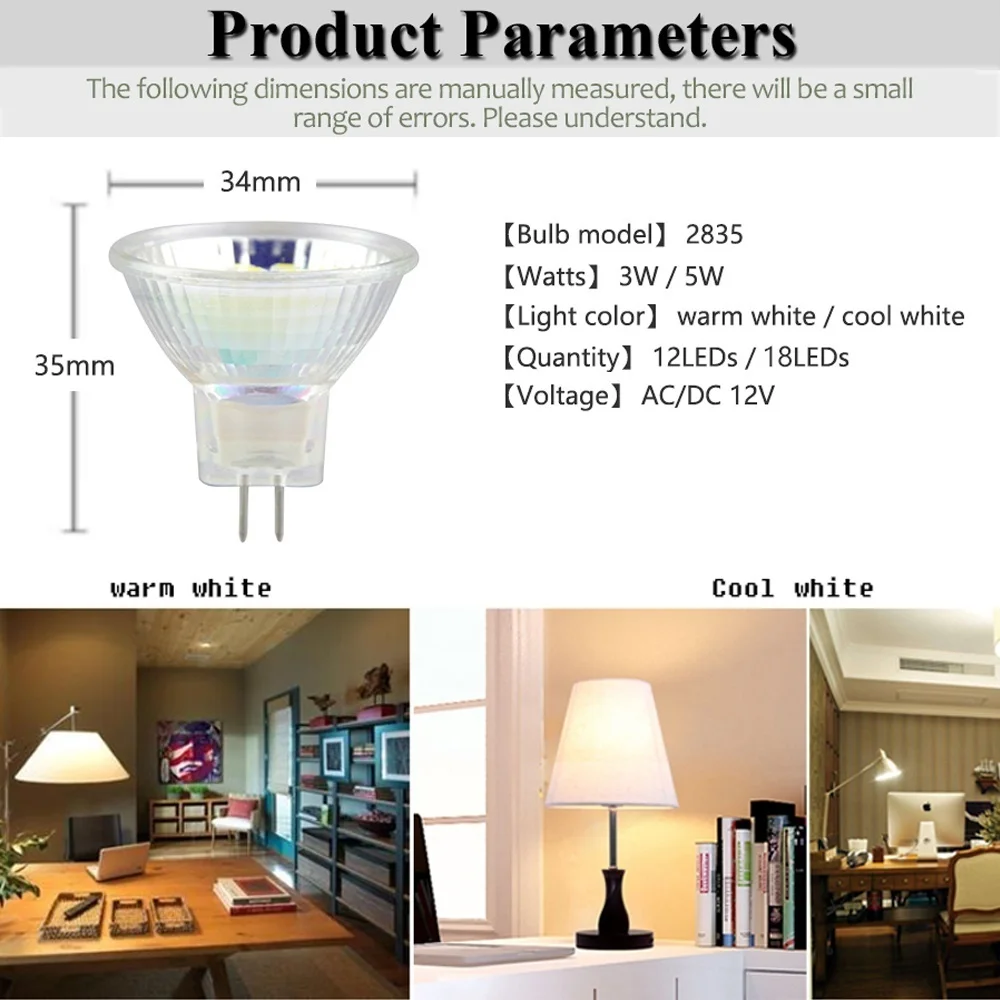 MR11/GU4 LED Bulb AD/DC 12V-24V Warm/Cold/Neutral White For Ceiling Lights Replace Halogen Lamp 1/4/6/10PACK D30