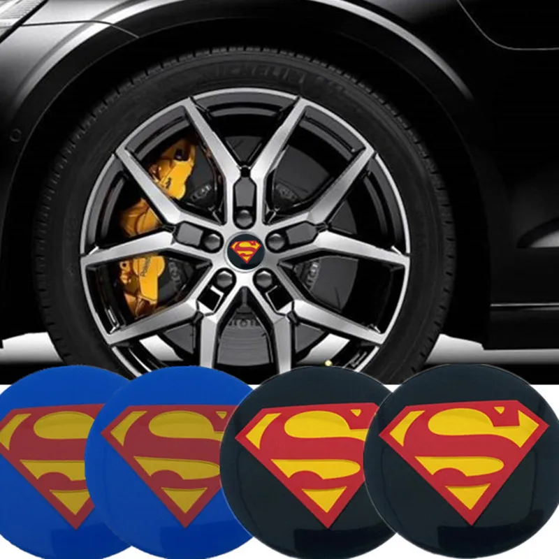 

CDIY 4pcs/sets 56.5mm for Superman Car Wheel Center Hub Caps Cover Rim Sticker Badge Styling For AUDI Ford BMW Hyundai