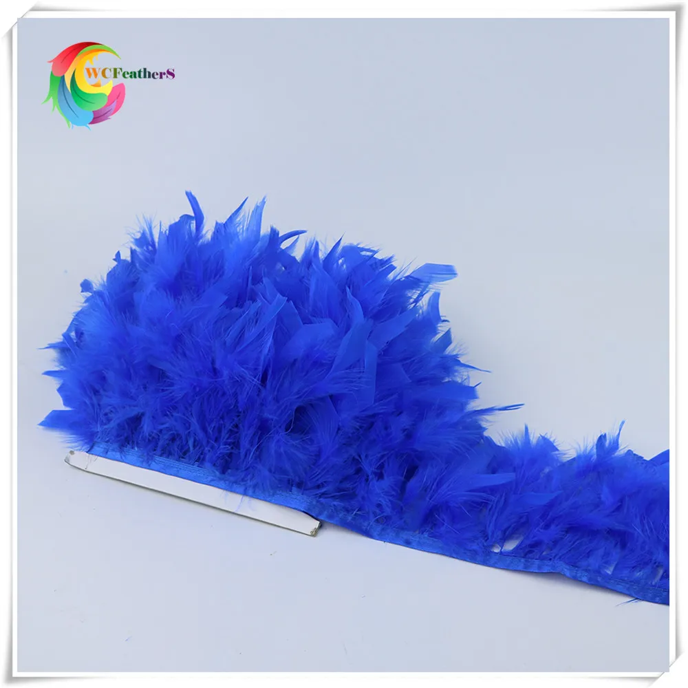 Buy high quality Dyed royal blue feather ribbon trims 6 8inches orange
