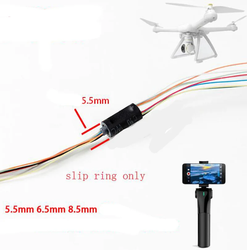 

1pc Handheld Gimbal Supper Mini Slip Ring Diameter 5.5mm/8.5mm 1A RC PTZ Slip Rings 4/6/8/12CH Circuits DIY Slipring SRMS-08-04