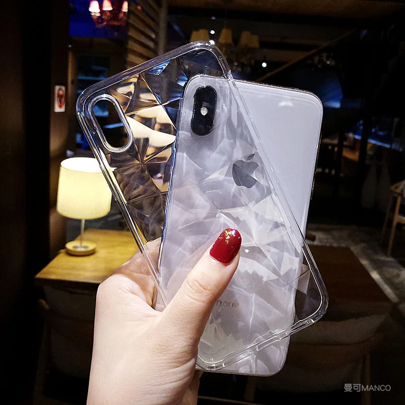 

NFH Glitter Diamond Texture Case For iPhone7 8 Plus Case On the For iPhone X 8 7 6 6S Plus Clear Soft TPU Silicone Back Cover