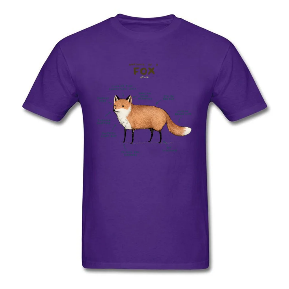 Anatomy of a Fox 3D Printed Tops Tees Short Sleeve for Men Pure Cotton Thanksgiving Day Crew Neck T Shirts Unique Tees Family Anatomy of a Fox purple