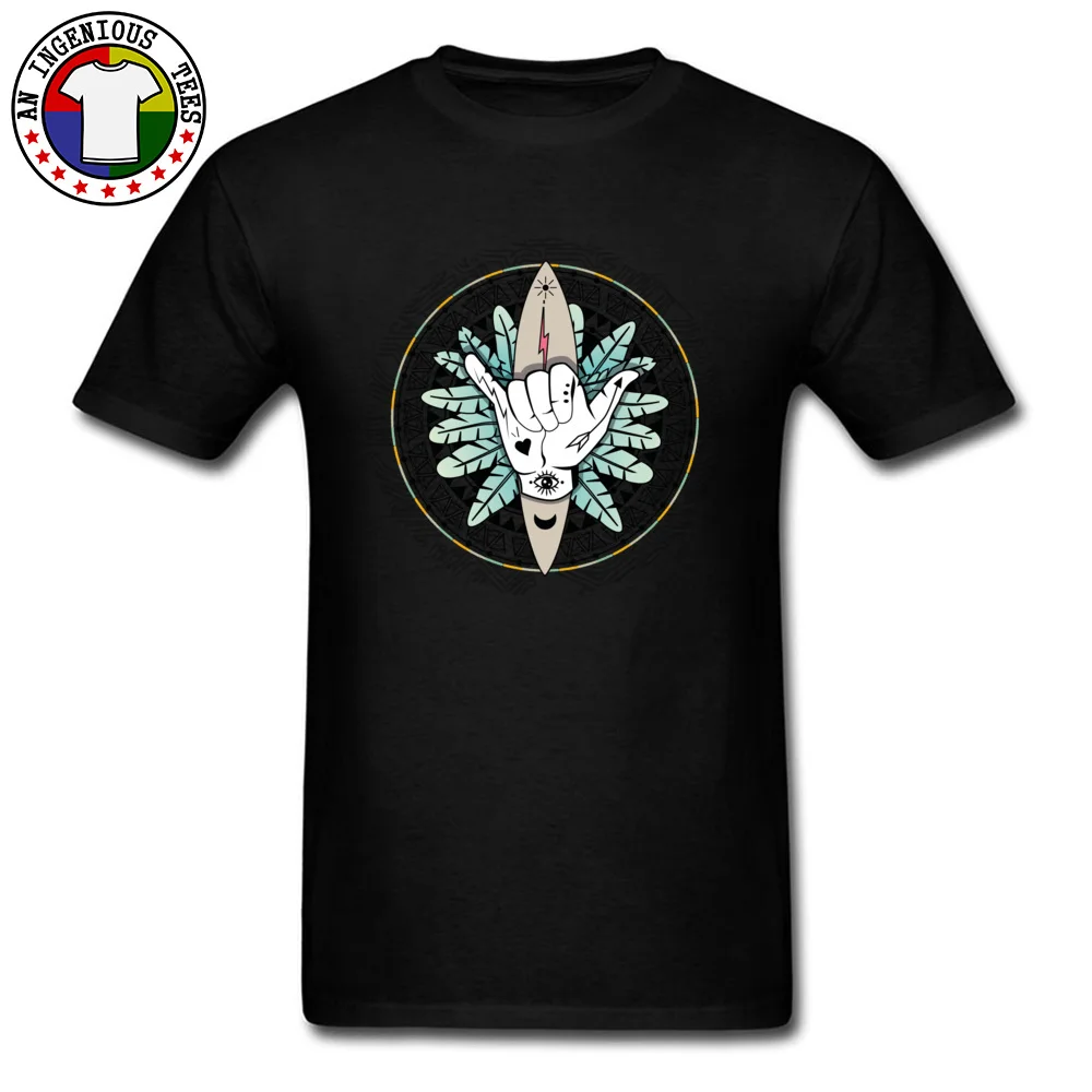 Tops & Tees Hang loose boho surfer art Thanksgiving Day 100% Cotton Crew Neck Men's Top T-shirts Printing Tee-Shirt Special Hang loose boho surfer art black