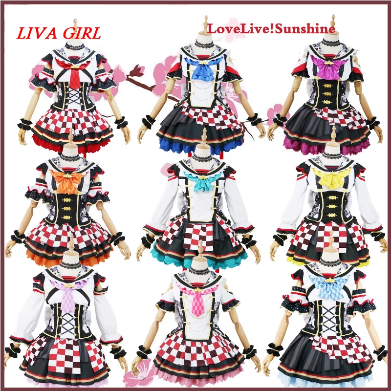 

Liva girl Love Live Sunshine Aqours Kunikida Hanamaru Ruby Maid Apron Dress Uniform Outfit Anime Cosplay Costumes Custom Made