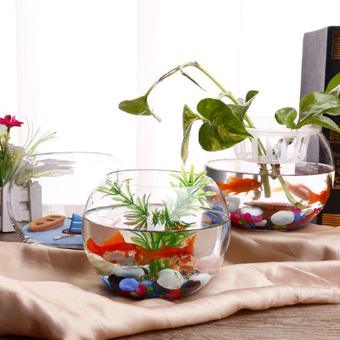 Petforu Bulat Kaca Tangki Ikan Bulat Aquarium Akuarium Untuk Ikan