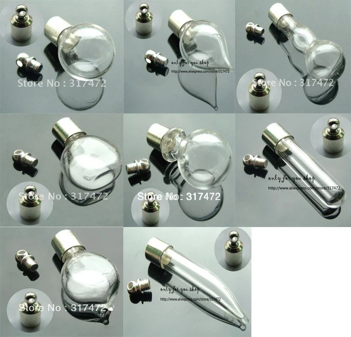 

3pcs/lot Miniature Glass bottle glass Vial pendant DIY glass wish bottle pendant screw cap