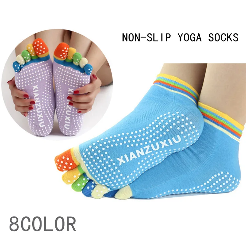 Высококачественные женские разноцветные хлопковые носки с 5 пальцами Нескользящие носки для занятий пилатесом женские носки с пятью пальцами для девочек