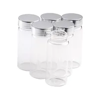 20ml 50ml 65ml 90ml Glass Storage Bottles with Silver Screw Cover Empty Sweets Vanilla Pill Food Perfume 6pcs 1