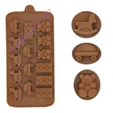 Trojan horse car bear modelling chocolate ice lattice mold food grade silicone mould aking mold sugar giant head style silicone 9 lattice ice mold grey