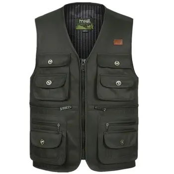 Men Large Size S-4XL Motorcycle Casual Vest Male Multi-Pocket Tactical Fashion Waistcoats High Quality Masculino Overalls vest multi pocket tactical vest black male vest outdoor male cs field equipment breathable mesh