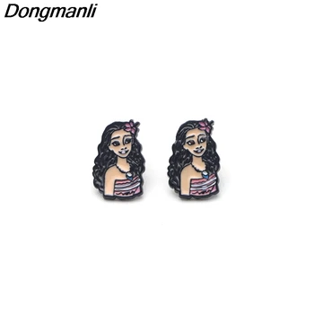 

P3159 Wholesale 20pair/lot Moana Stainless Steel Pierce Ear Stud kids Cute Earrings For Womens Enamel Earrings Kids Girls