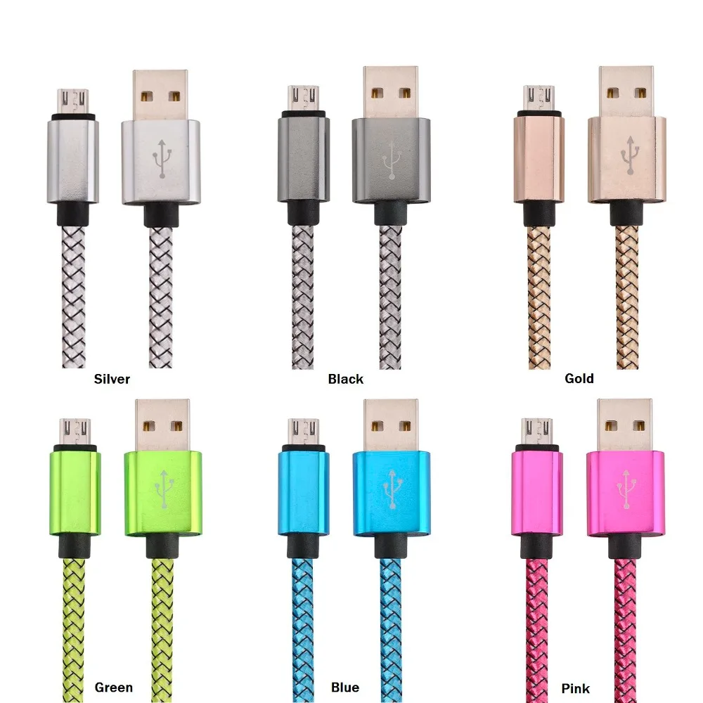 Fabric braided 1M 3FT 2m 6Ft 3m 10Ft micro V8 5pin usb cable Accessory