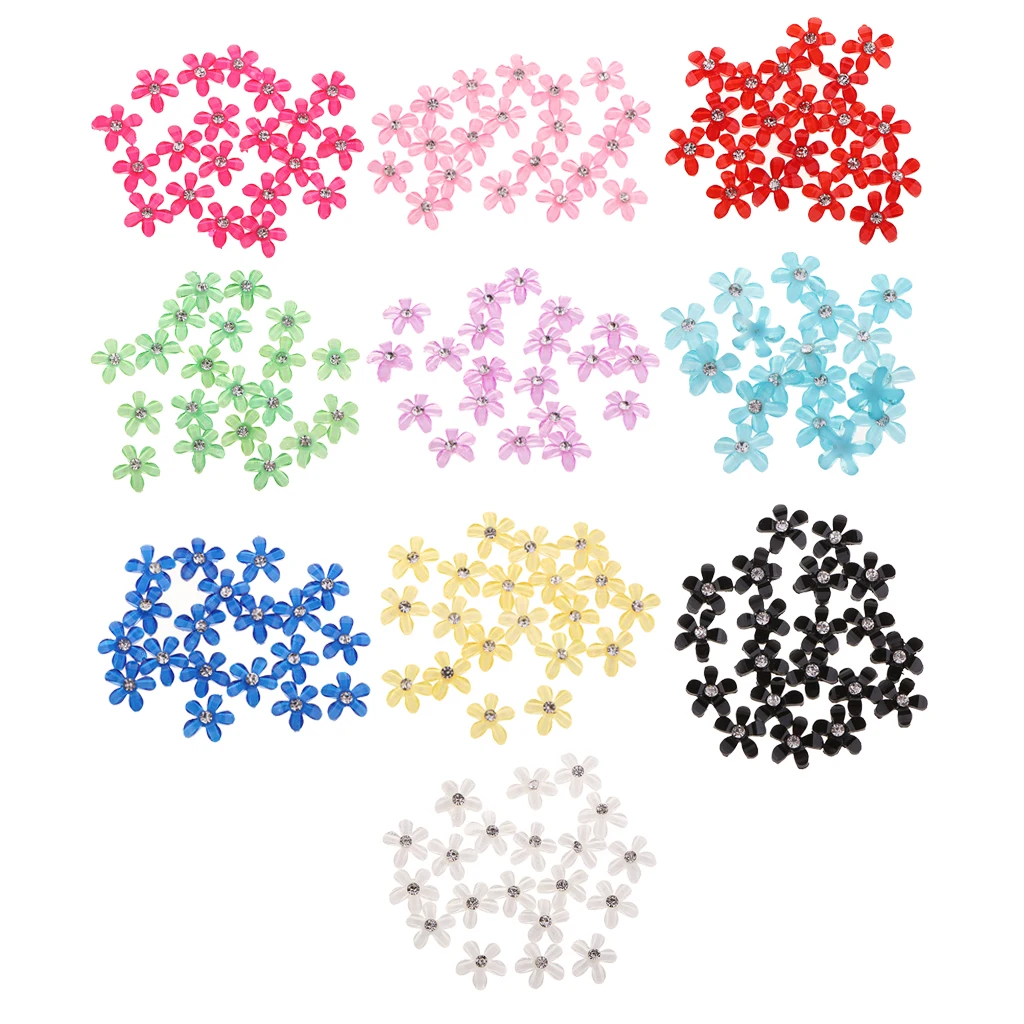 20Pc 9mm Resin Embellishments Rhinestone Flowers Flatback Buttons for Wedding Party Home Decoration DIY Sewing Crafts Bow Center