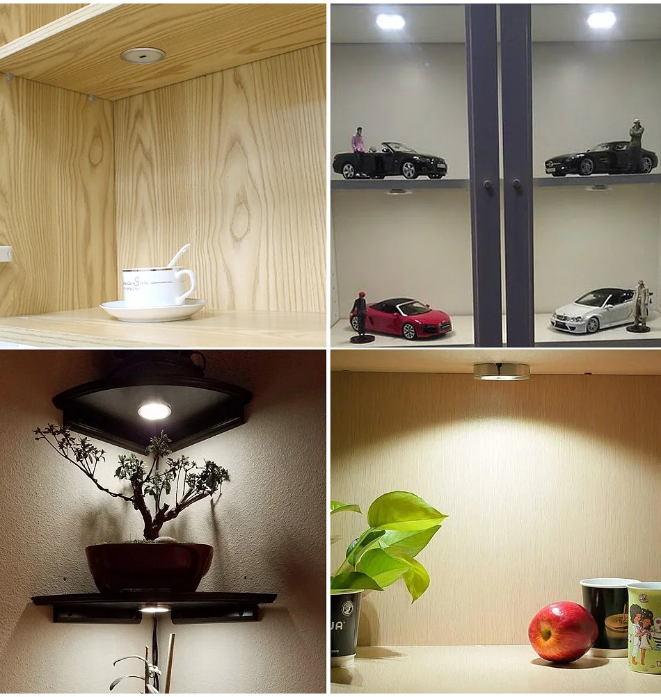 Under Cabinet Lights LED Puck Light Kitchen Round 12V Counter Shelf LED Closet Cupboard Showcase Drawer Wardrobe Indoor Lighting (18)