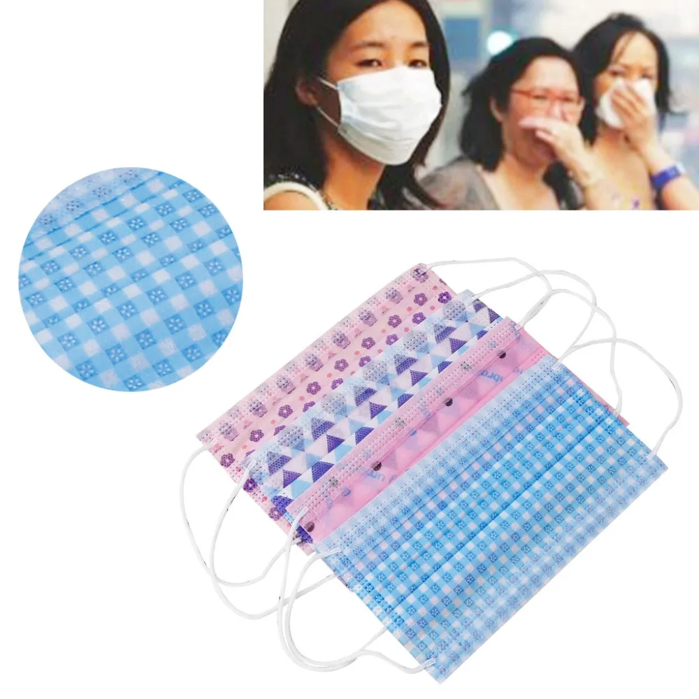 10 шт нетканые ткани цветочные Анти-пыль одноразовые рот маска Случайная