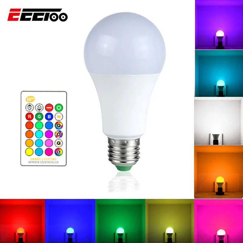 

E27 LED Night Lights Bulb With Remote RGBW RGBWW Fireproof Material Dimmable Table Lamp Children's Night Light Party LED 10W 15W