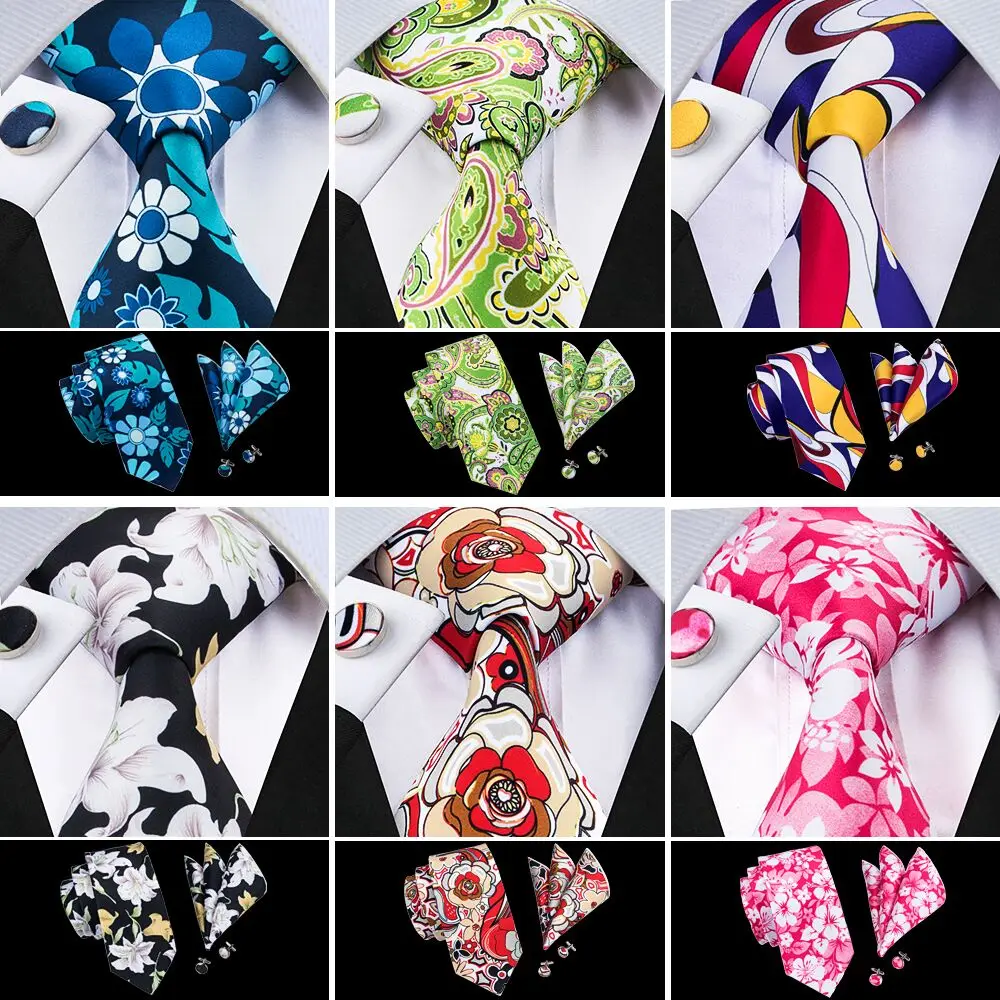 

Hi-Tie 20 Styles 2018 New Arrival Neckties For Men 100% Silk Hand Made Tie Hanky Cufflinks Set Gravatas For Wedding Party