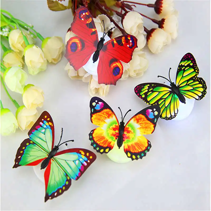 7 Colorful 5 Pcslot Beautiful Butterfly LED Night Light Lamp With Sticker for Christmas Wedding Decoration Night Lamp #2o16 (3)