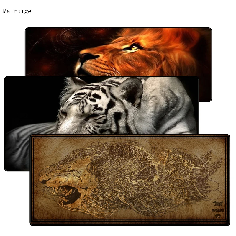 Большой игровой коврик для мыши Mairuige 400x900x3 мм геймерский с Львом тигром